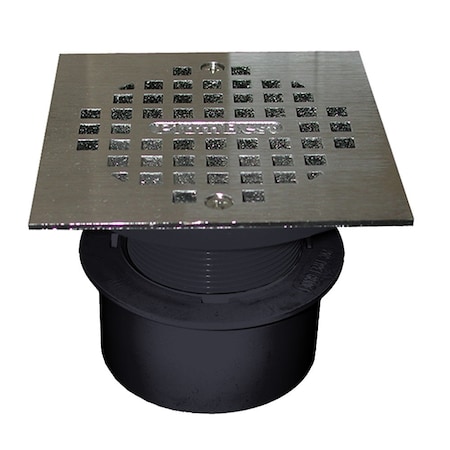 Jones Stephens 3in. PVC Inside Pipe Fit Drain Base with 2in. Plastic Spud and 4in. Chrome Plated Strainer D53300